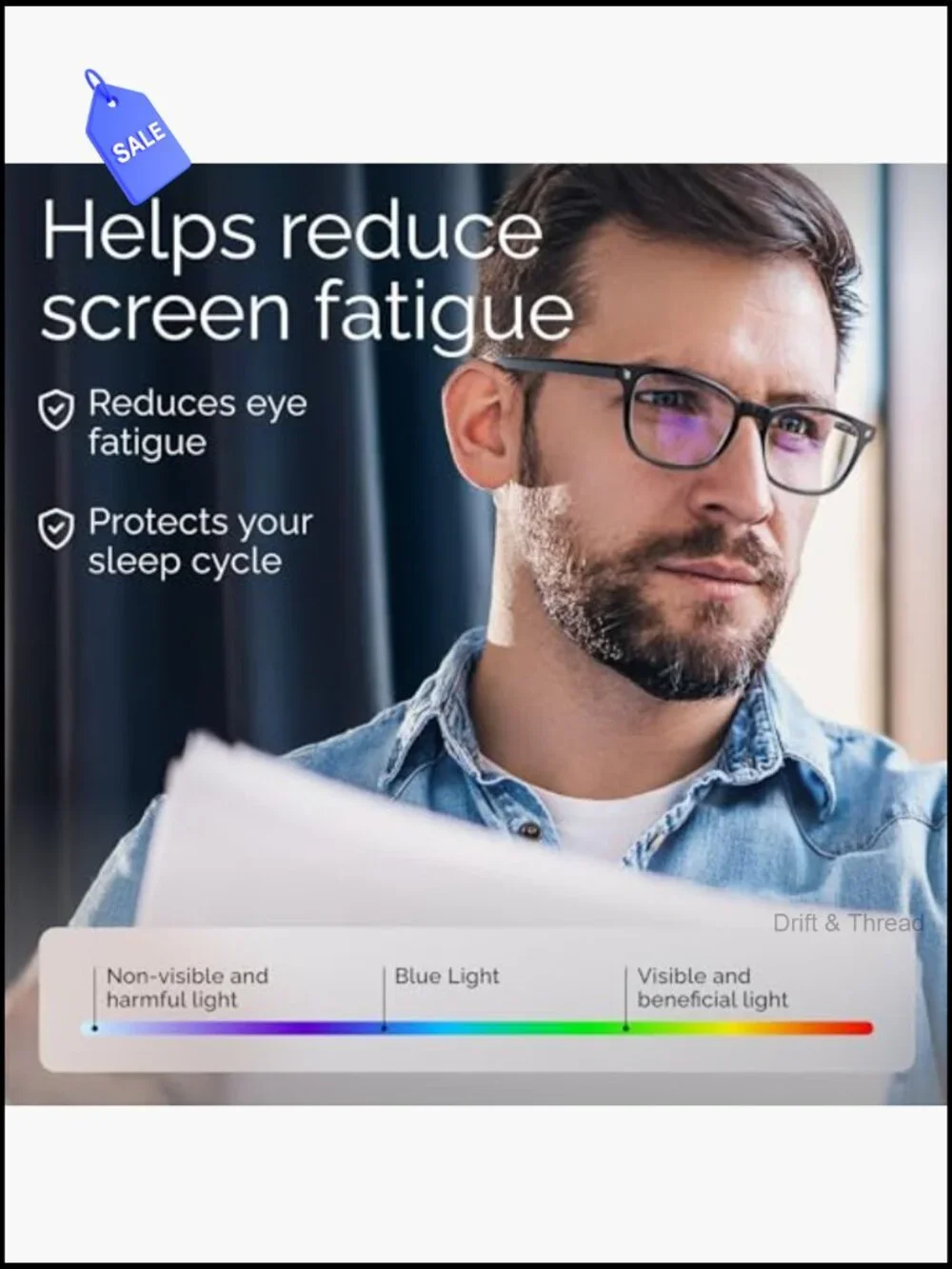 Blue Light Blocking Glasses for Computer Work, UV Protection, TR90 Frame